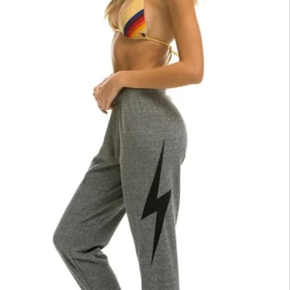 Aviator nation Gray Lightning Bolt Women's Pants